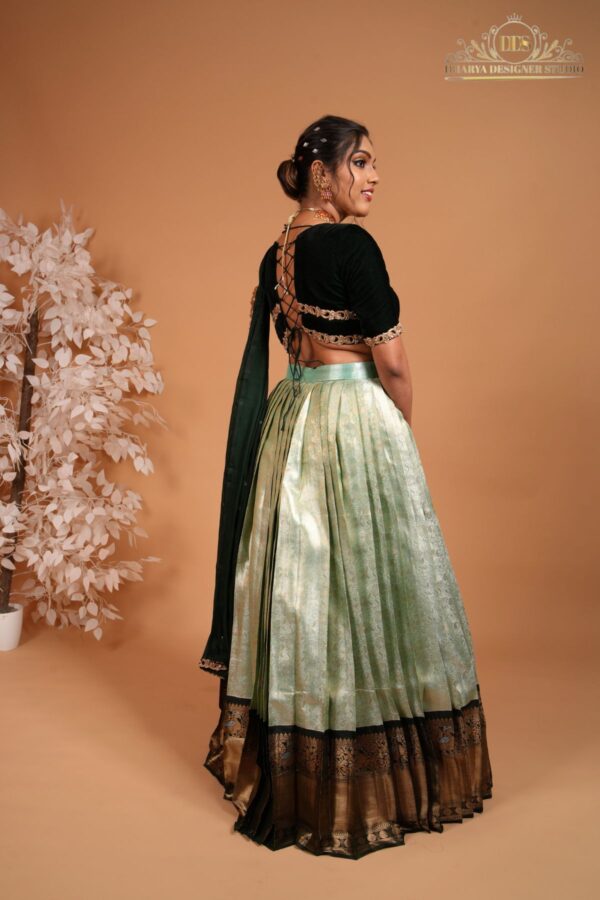 Green Half Saree - Image 3