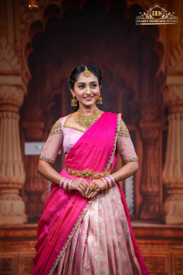 pink half saree - Image 2