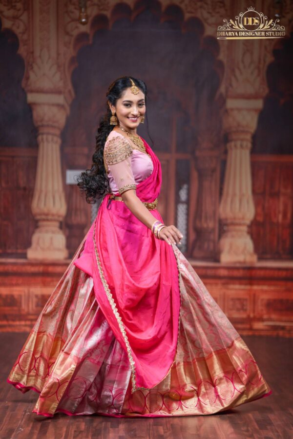 pink half saree - Image 3