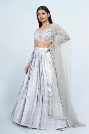 Mint Green Beaded Tiered Set – Hand-Embellished Bodice & Layered Chiffon Skirt